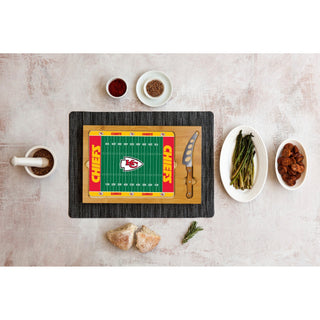 Kansas City Chiefs Football Field - Icon Glass Top Cutting Board & Knife Set