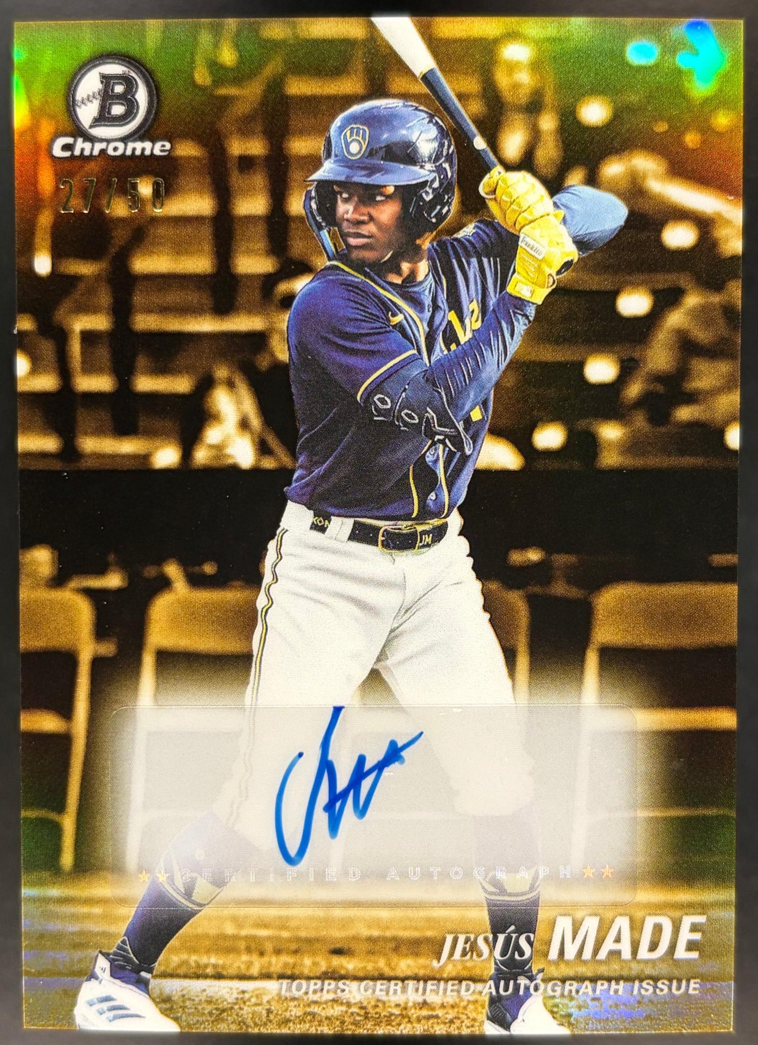 Jesus Made 2025 Topps Bowman Chrome Achromatic Auto. Card -Bowman Draft Baseball #AA-JM 27/50