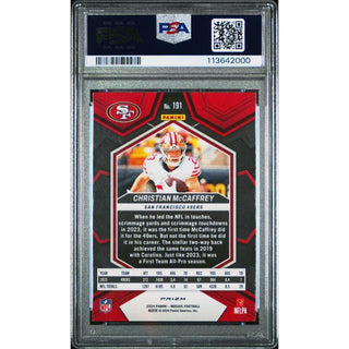 Christian McCaffrey 2024 Panini Mosaic Football Prizm # 191 PSA 10