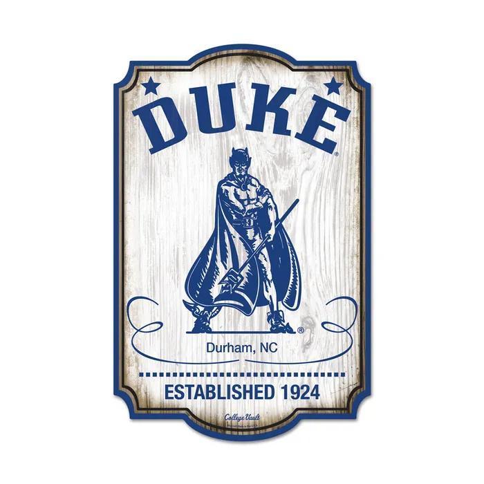 Duke Blue Devils College Vault Wood Sign – 11" x 17"