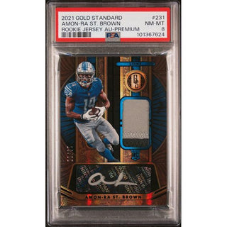 Amon-Ra St. Brown 2021 Gold Standard Rookie Jersey Auto-Premium #231 PSA 8