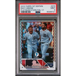 Riley Greene 2023 Topps 1st Edition Platinum Stars Foil 1/1 #210 PSA 9