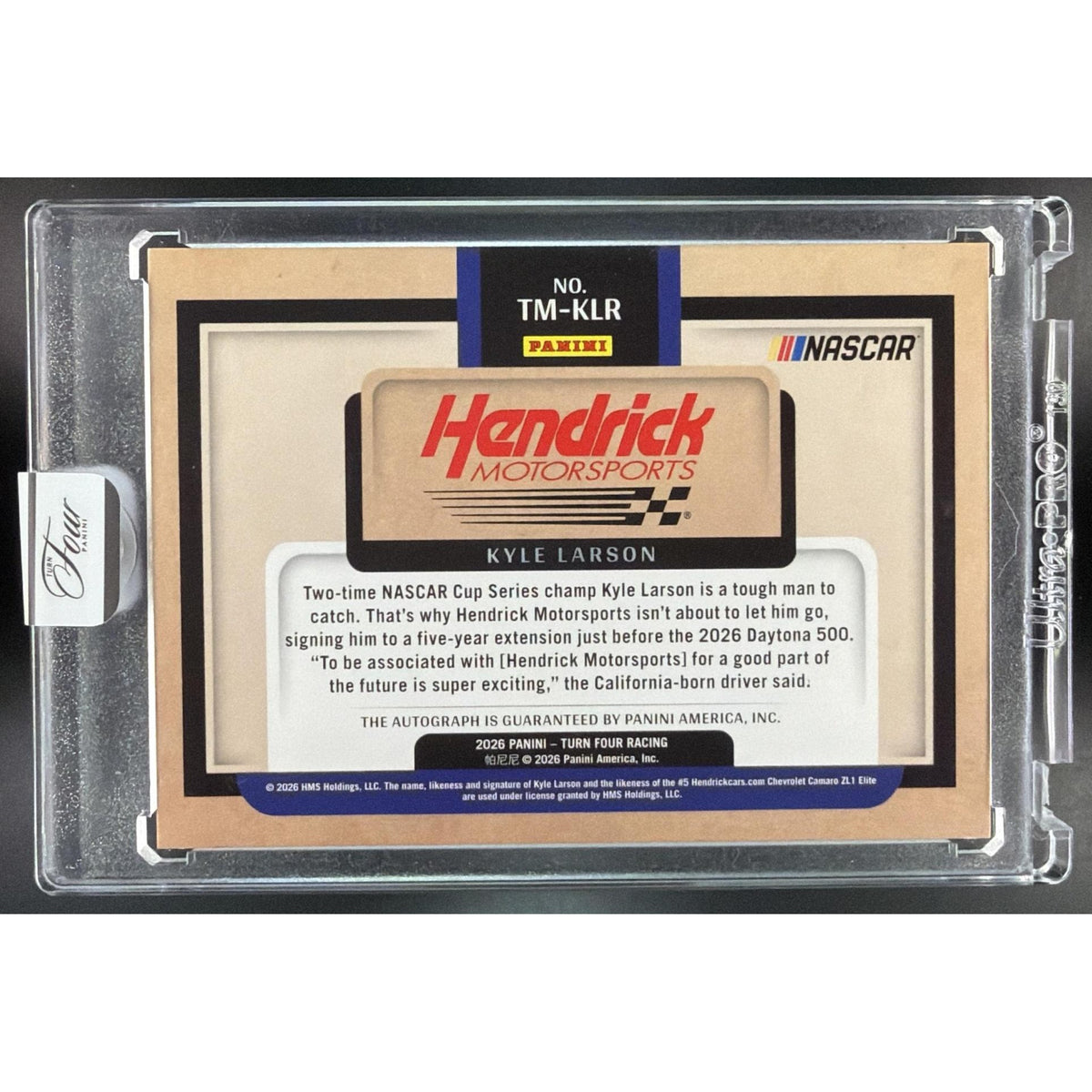 2026 Panini Four Racing Kyle Larson #TM-KLR Team Icon Signatures 09/10 Non-Graded