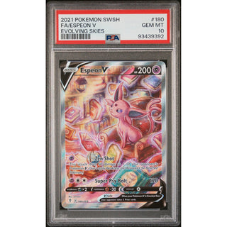 FA Espeon V – 2021 Pokémon SWSH Evolving Skies #180 PSA 10