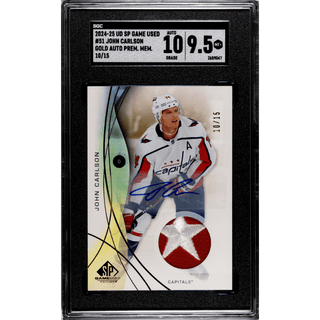 John Carlson 2024-25 SP Game Used Gold Auto Premium Mem. #51 – Graded 9.5 MT+