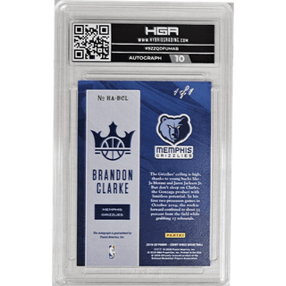 Brandon Clarke: 2019-20 Panini Court Kings Heir Apparent Masterpiece #HA-BCL HGA 9.0