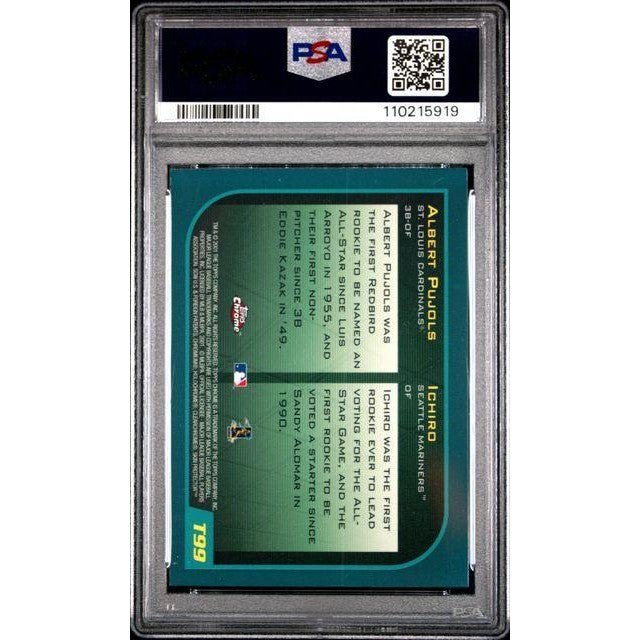 Ichiro, Albert Pujols 2001 Topps Chrome Traded Baseball #T99 PSA 9