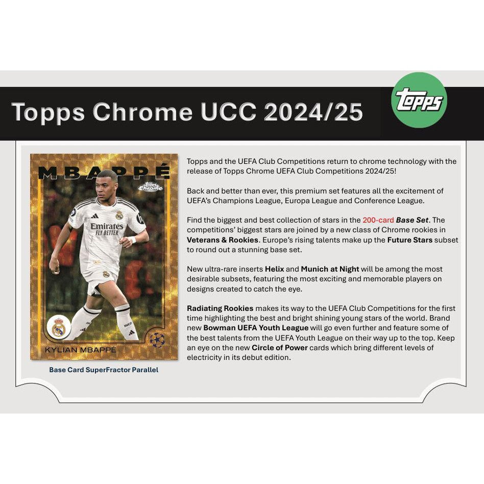 2024-25 Topps Chrome UEFA Club Competitions Soccer Hobby Pack