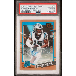 Jonathan Mingo 2023 Panini Clearly Donruss Autograph Orange #69 PSA 10 – Rookie Auto