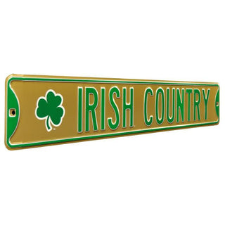 Notre Dame Fighting Irish “Irish Country” 6" x 36" Embossed Steel Street Sign – Official NCAA Wall Décor