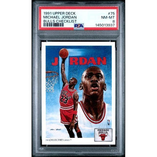 Michael Jordan 1991 Upper Deck Bulls Checklist #75 PSA 8