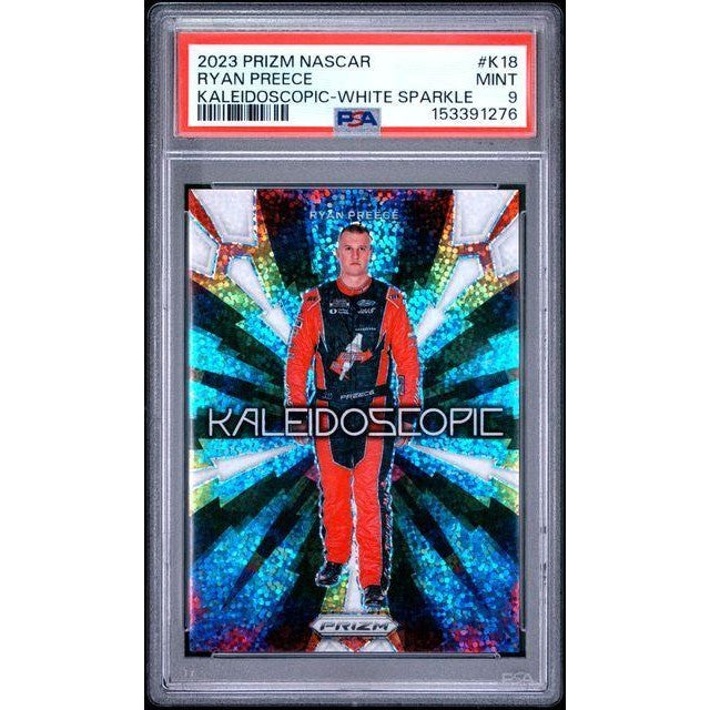 Ryan Preece 2023 Prizm NASCAR Kaleidoscopic White Sparkle # K18 PSA 9