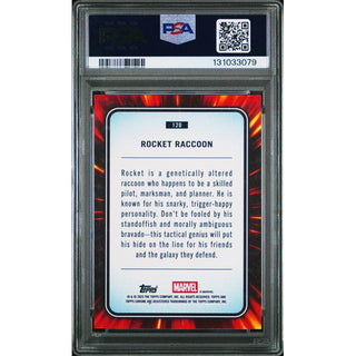 Rocket Raccoon 2025 Topps Chrome Marvel Hulk Green Lazer #120 – PSA 9
