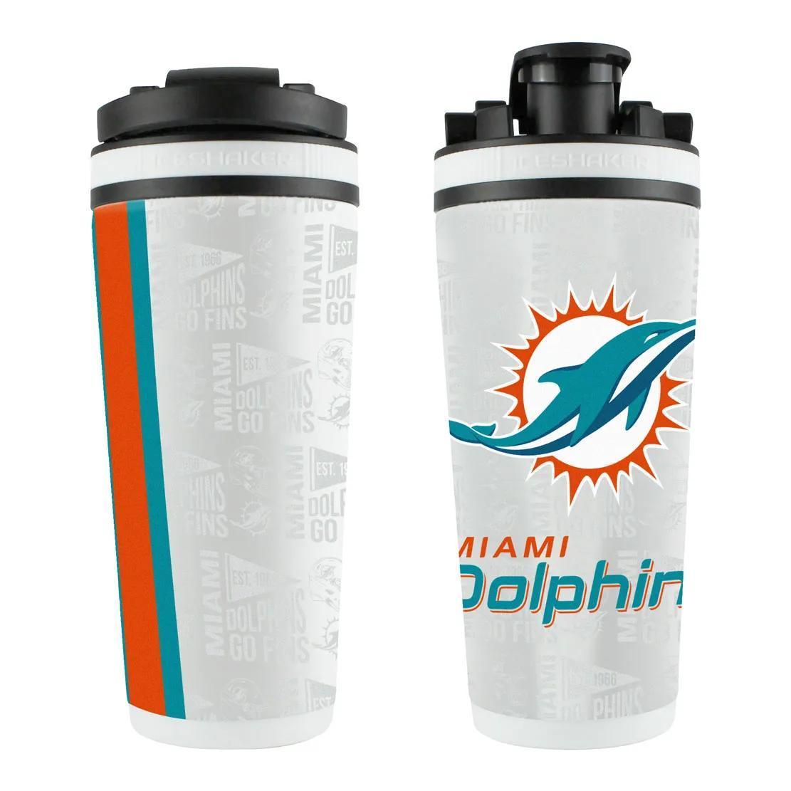 Miami Dolphins White 26oz 4D Stainless Steel Ice Shaker