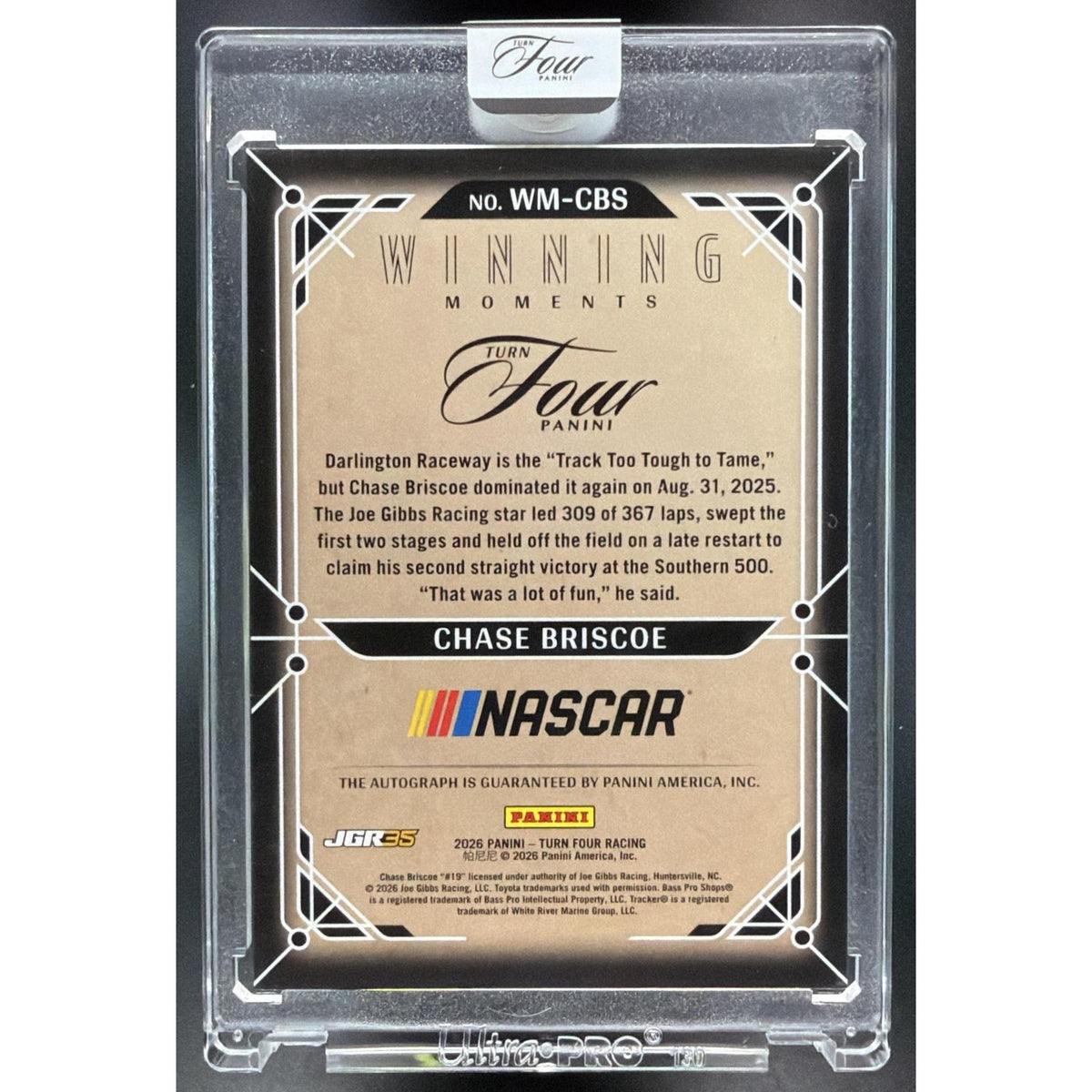 2026 Panini Four Racing Chase Briscoe #WM-CBS Autographed 04/15 Non-Graded