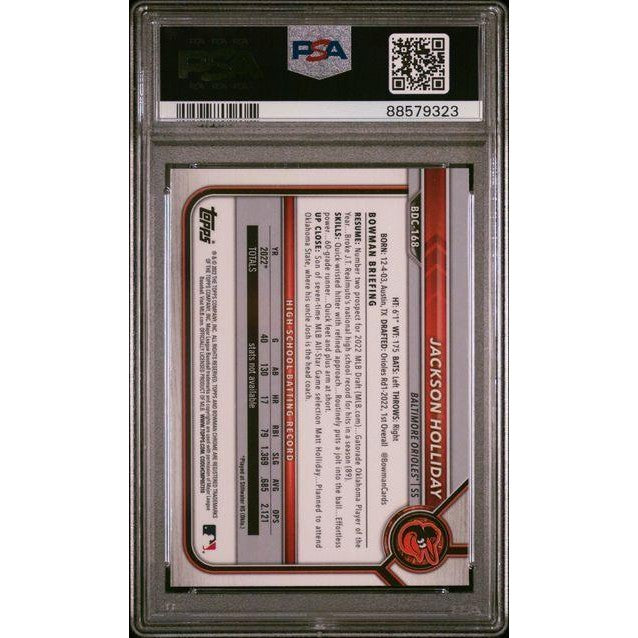Jackson Holliday 2022 Bowman Draft Chrome Baseball #BDC168 PSA 10