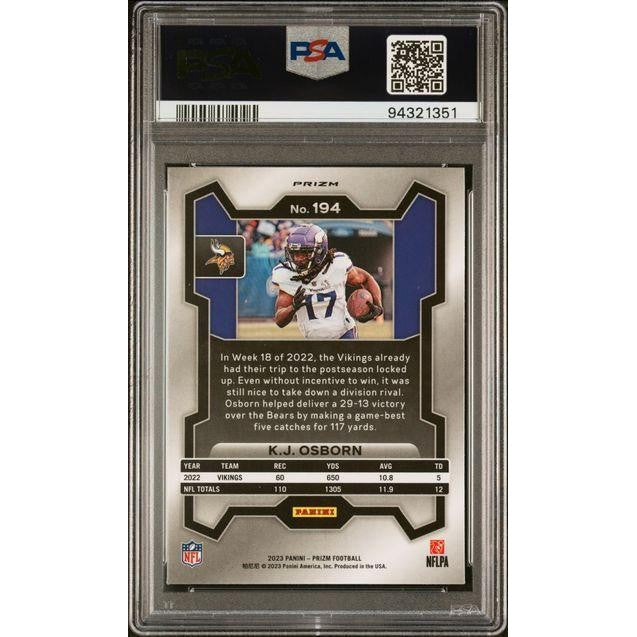 2023 Panini Prizm #194 KJ Osborn White Sparkle PSA 10