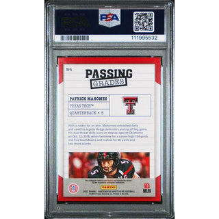 Patrick Mahomes 2017 Panini Contenders Draft Picks #5 PSA 9