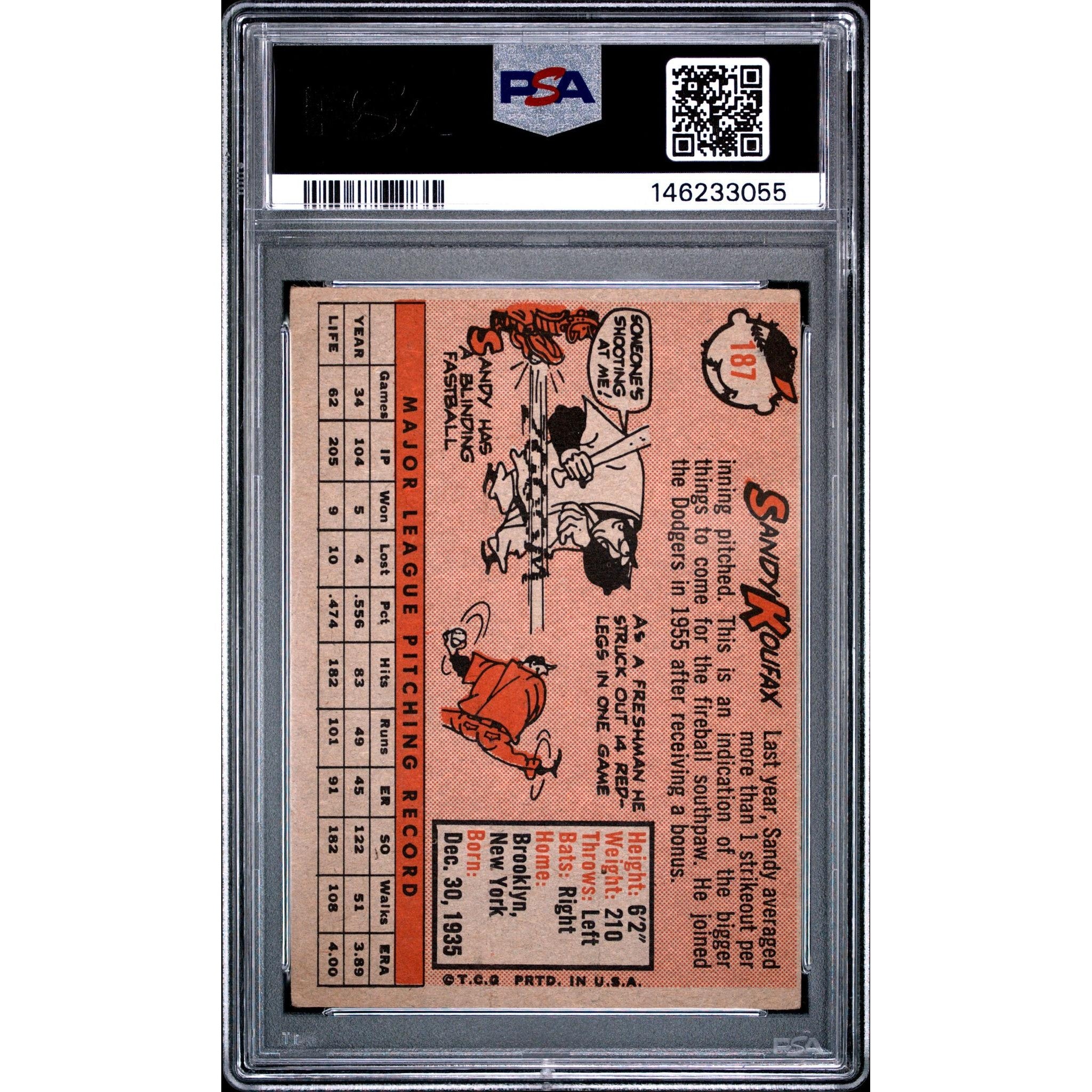 Sandy Koufax 1958 Topps #187 PSA 3
