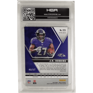 J.K. Dobbins 2020 Panini Mosaic Rookies No Huddle Purple #223 HGA 9.5