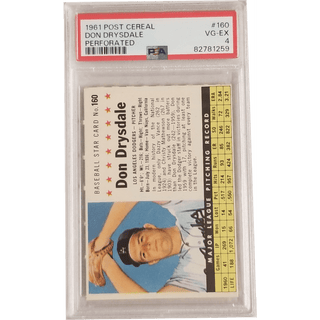 Don Drysdale: 1961 Post Cereal Perforated #160 PSA 4