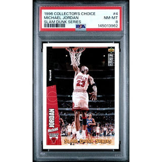 Michael Jordan 1996 Collector's Choice Slam Dunk Series #4 PSA 8