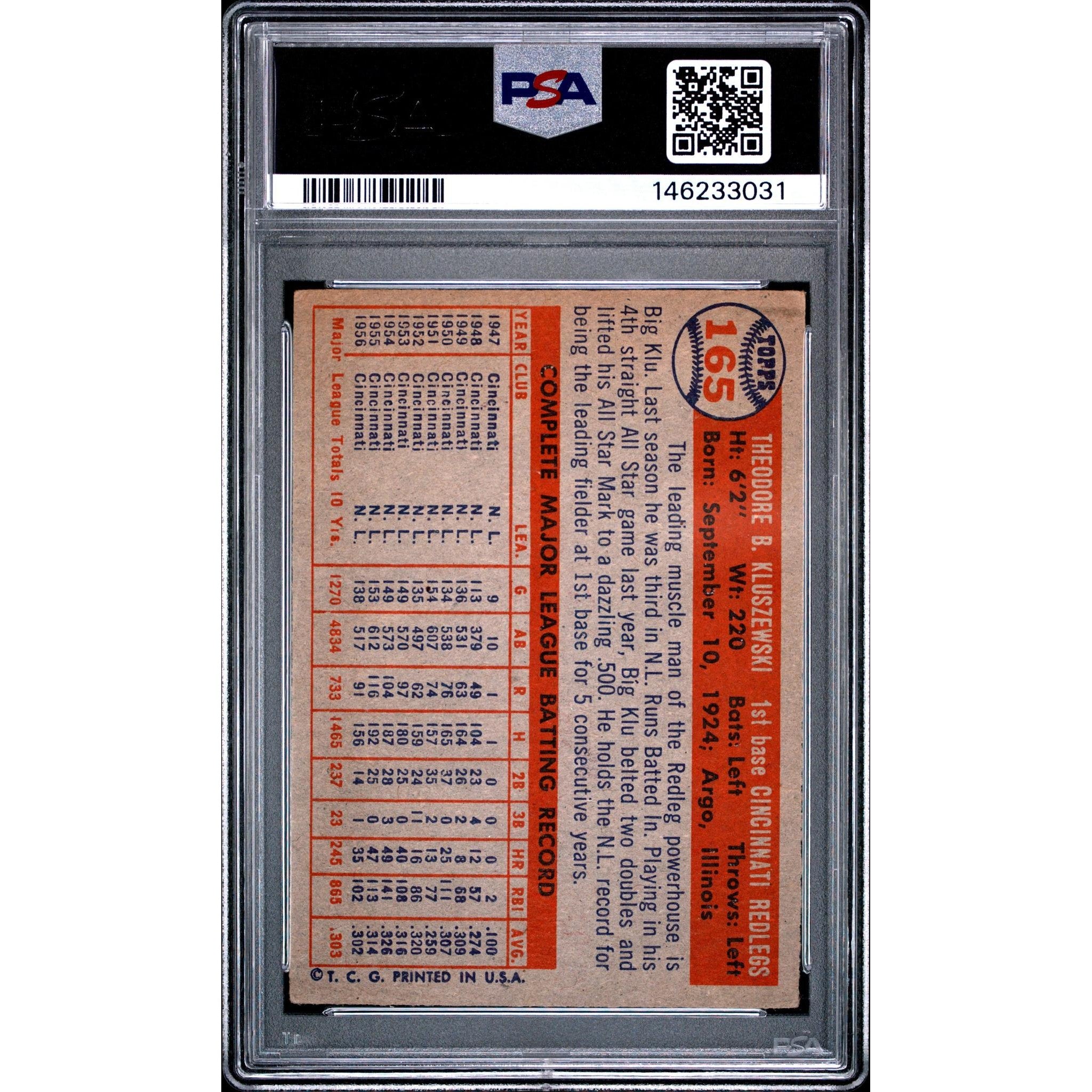 Ted Kluszewski 1957 Topps #165 PSA 4