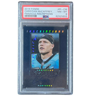 Christian McCaffrey 2019 Panini Pinnacle Inscriptions #PI-CM PSA 8