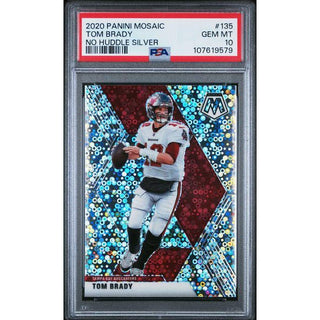 Tom Brady 2020 Panini Mosaic No Huddle Silver #135 PSA 10