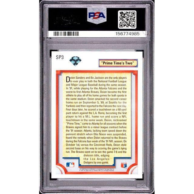 1992 Upper Deck #SP3 Deion Sanders "Prime Time's Two" PSA 8