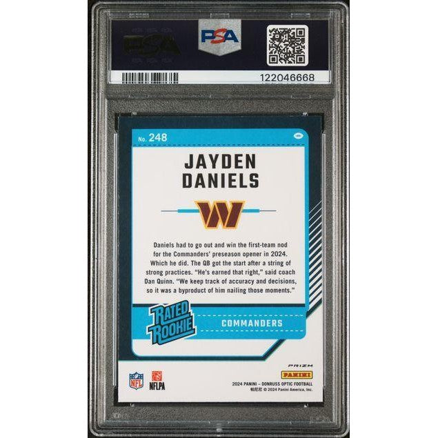 Jayden Daniels 2024 Panini Donruss Optic Purple Shock Rookie #248 PSA 8