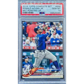 Ronald Acuña Jr. 2018 Topps Complete Set Bat Pointing Up #698 PSA 10