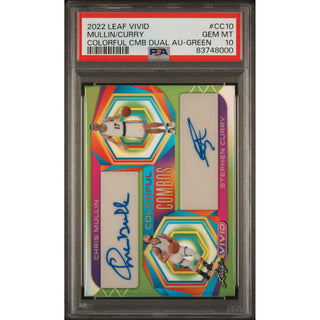 Mullin/Curry 2022 Leaf Vivid Colorful CMB Dual Au-Green #CC10 PSA 10