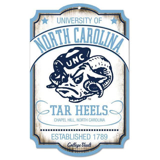 North Carolina Tar Heels College Vault Wood Sign – 11" x 17"