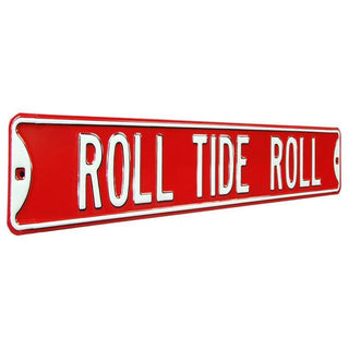 Alabama Crimson Tide “Roll Tide Roll” 6" x 36" Embossed Steel Street Sign – Official NCAA Wall Décor