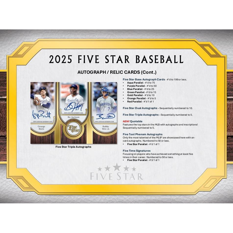 2025 Topps Five Star Baseball Hobby Box