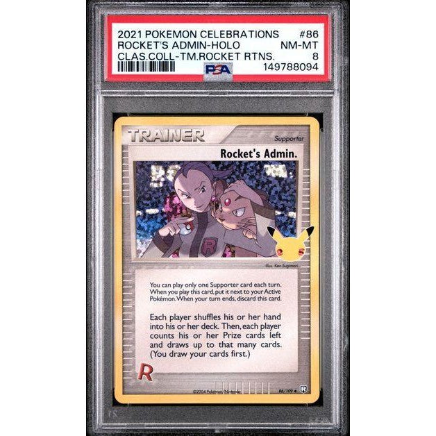 2021 Pokémon Celebrations Classic Collection #86 Rocket's Admin Holo PSA 8