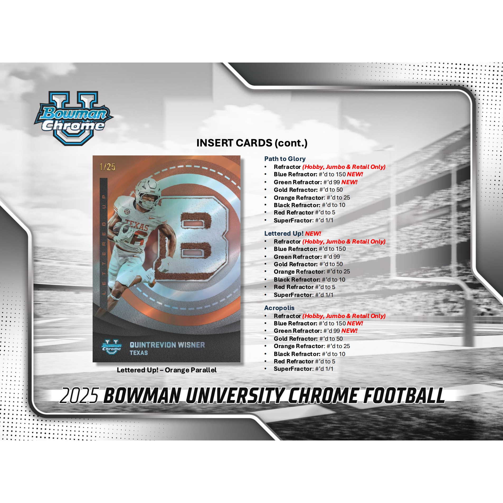 2025 Bowman Chrome University Football Blaster Box
