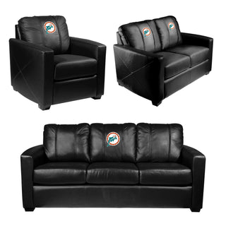 Silver Loveseat with Miami Dolphins Alternate Logo