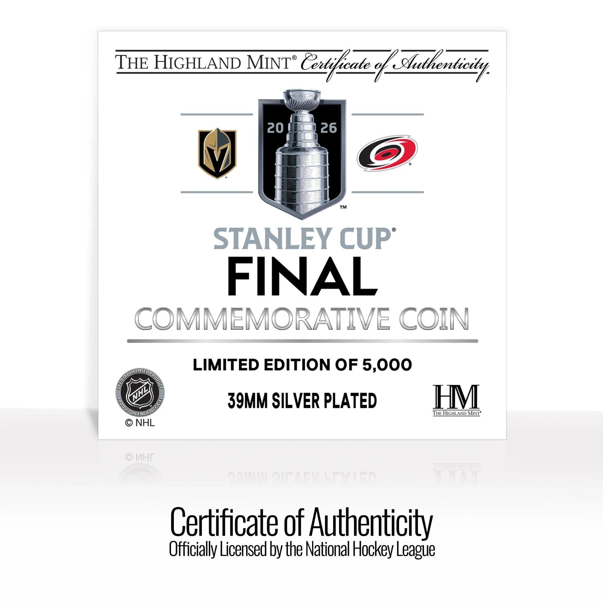 Carolina Hurricanes vs Vegas Golden Knights 2026 NHL Stanley Cup Final Dueling Silver-Plated Limited Edition Coin