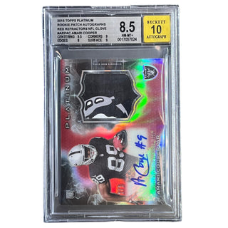 Amari Cooper 2015 Topps Platinum Rookie Patch Autographs Red Refractors NFL Glove #ARPAC Beckett 8.5