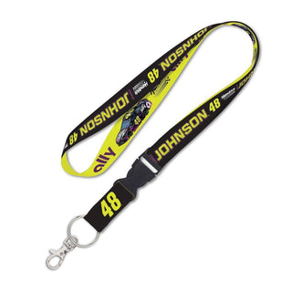 Jimmie Johnson #48 2-Tone Yellow & Black Lanyard with Detachable Buckle