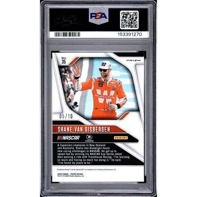 Shane Van Gisbergen 2025 Panini Prizm NASCAR Blue Shimmer FOTL #35 PSA 9