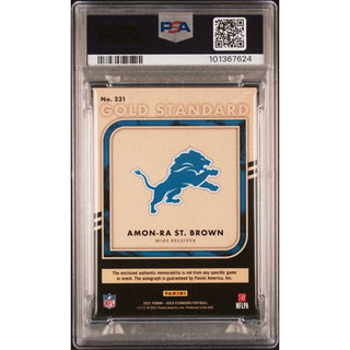 Amon-Ra St. Brown 2021 Gold Standard Rookie Jersey Auto-Premium #231 PSA 8