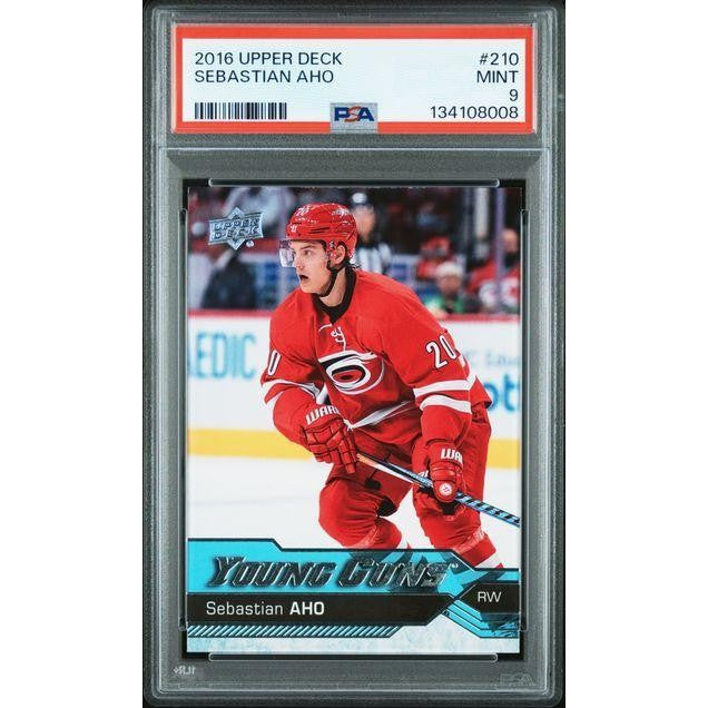 Sebastian Aho 2016 Upper Deck Young Guns PSA 9