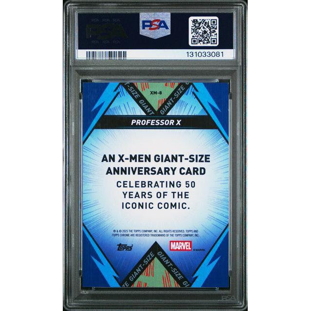 Professor X 2025 Topps Chrome Marvel Giant-Size 50th Anniversary Orange Refractor #XM8 – PSA 9