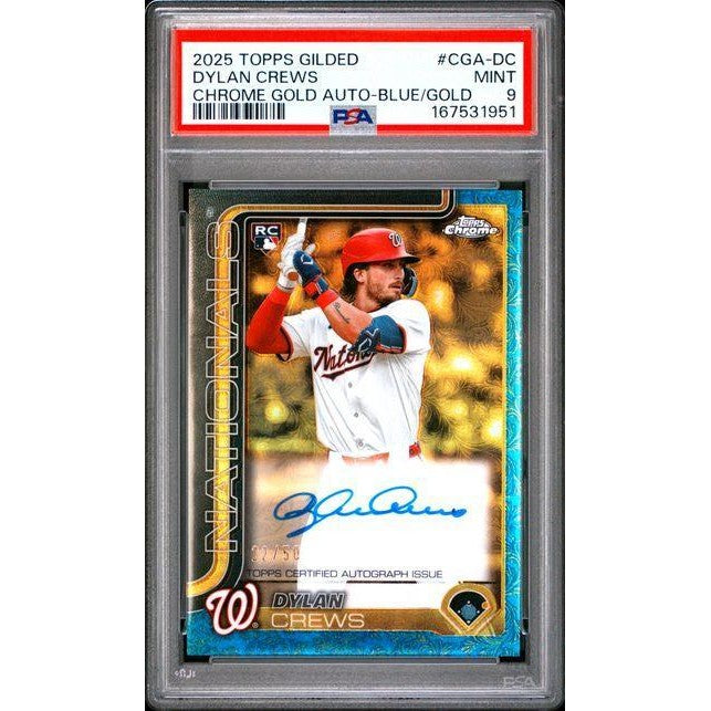 2025 Topps Gilded Collection Topps Chrome Gold Autographs #CGA-DC Dylan Crews Blue/Gold PSA 9