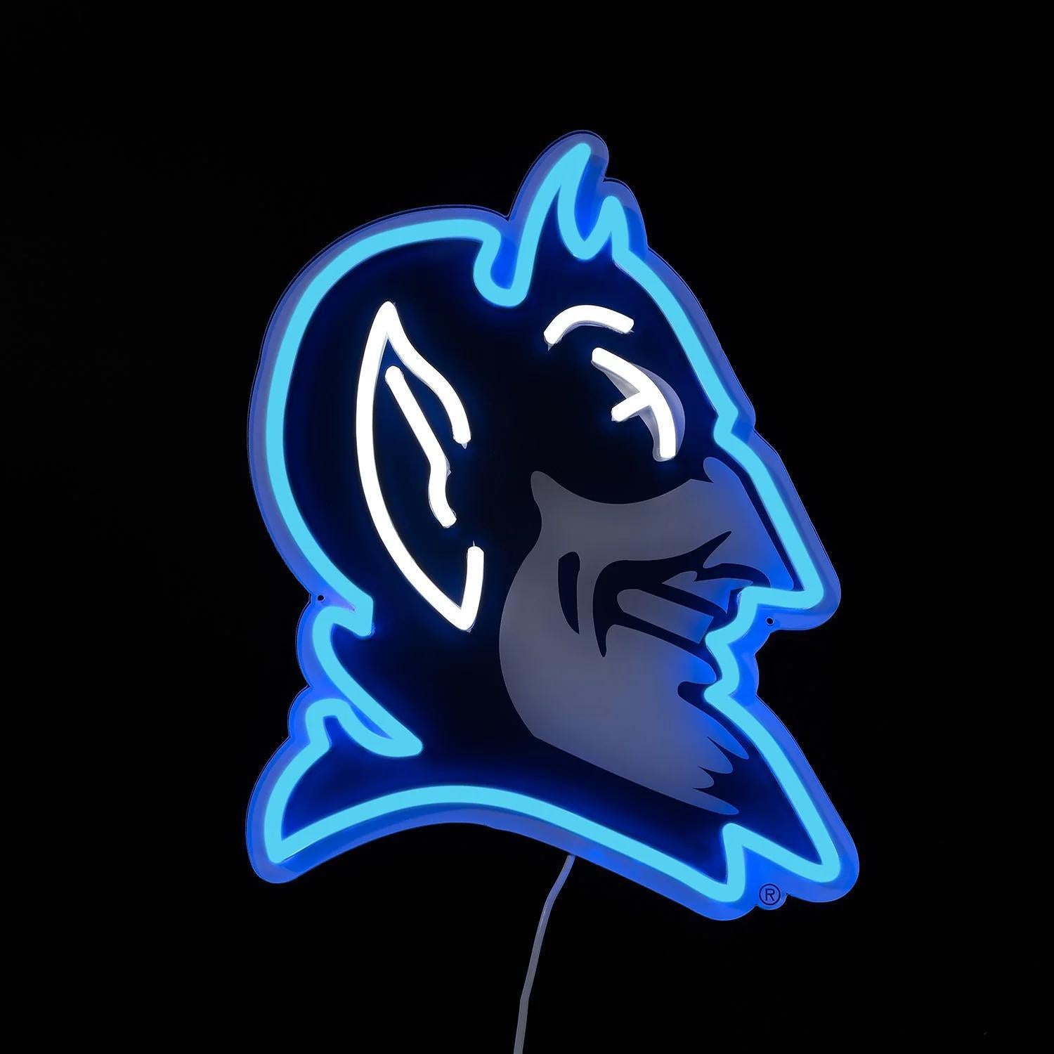 Duke Blue Devils Devil Mascot LED Neon Sign – Officially Licensed Light-Up Wall Decor