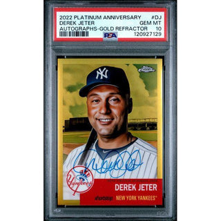 Derek Jeter 2022 Platinum Anniversary Autographs - Gold Refractor #DJ PSA 10