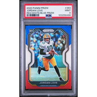 Jordan Love 2020 Panini Prizm Red-White-Blue #363 PSA 9
